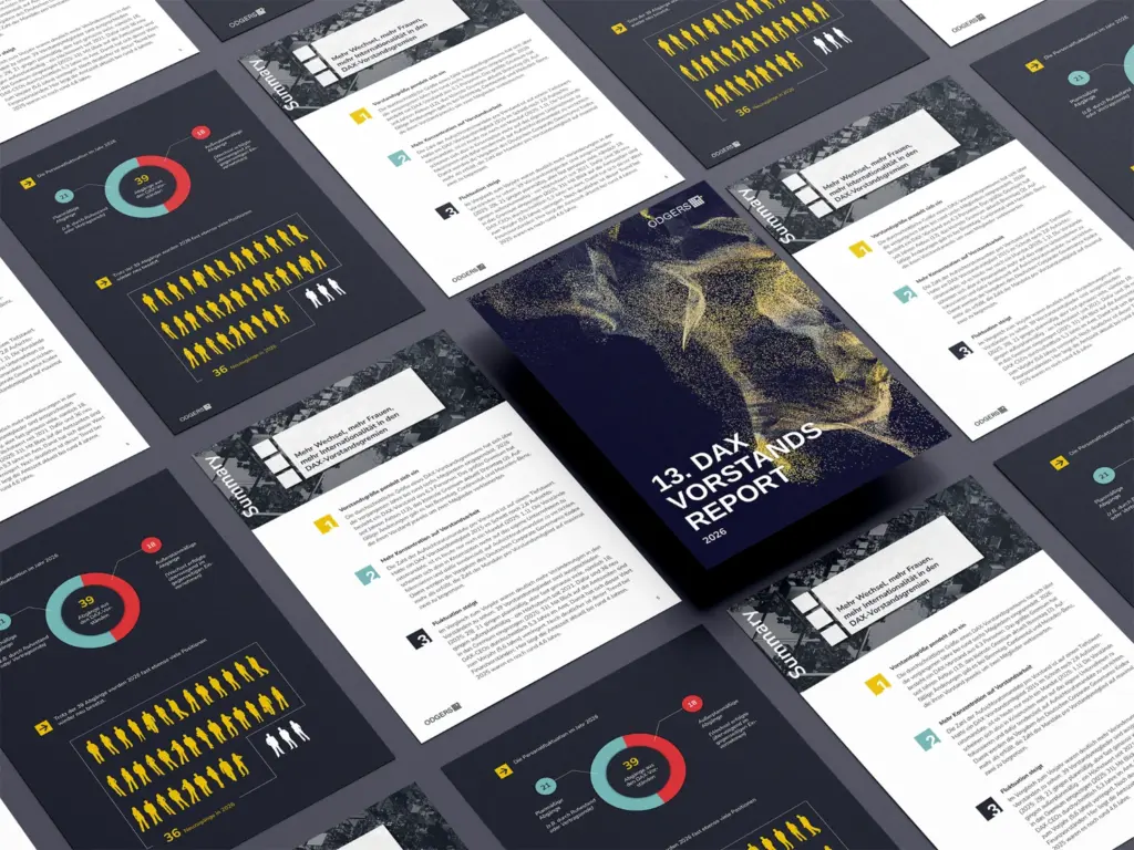 Mockup des DAX-Reports für den 13. DAX-Vorstandsreport von Odgers | © Studio Wegener