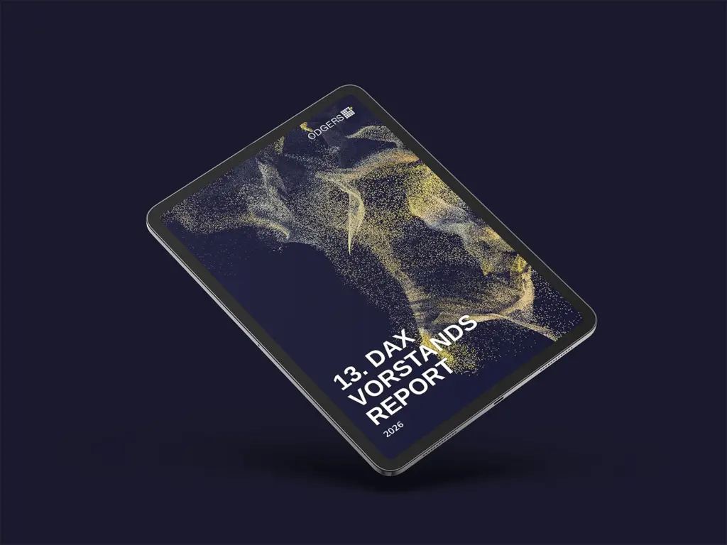 Cover-Mockup des DAX-Reports für den 13. DAX-Vorstandsreport von Odgers | © Studio Wegener